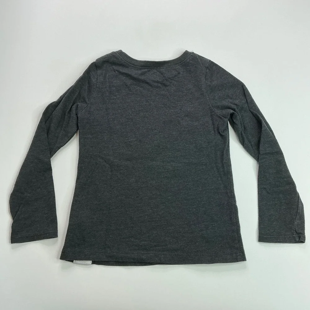 Carter's Gray Sequin Heart Long Sleeve Shirt Kids Size 6 Awesome 01 Graphic Tee